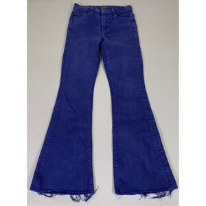 MOTHER The Weekender Fray Jeans Size 24 Flare Dark Blue Play Date Denim